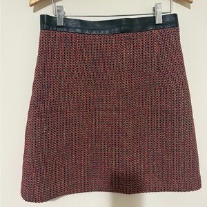 Sandro Red and Black A-Line Skirt